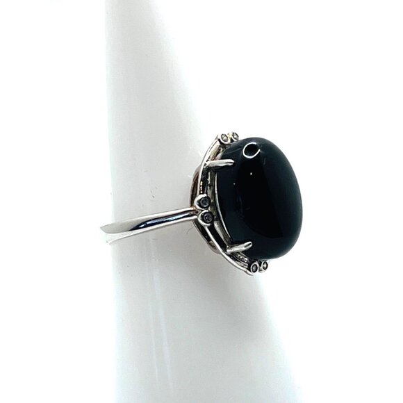 Black Stone ring, size 6, .925 sterling silver, NWOT - Picture 3 of 13